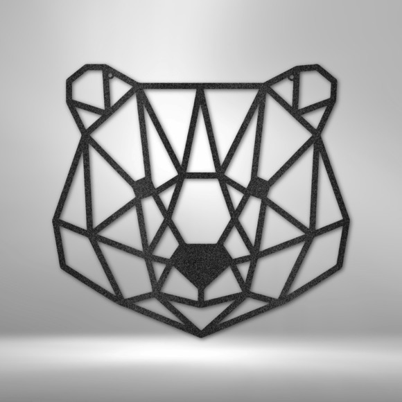 Geometric Bear Steel Sign Laser Cut Powder Coated Home & Office Metal Wall Decor